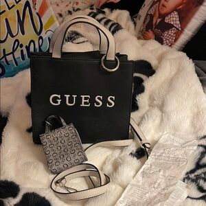Guess Black and White Tote Bag